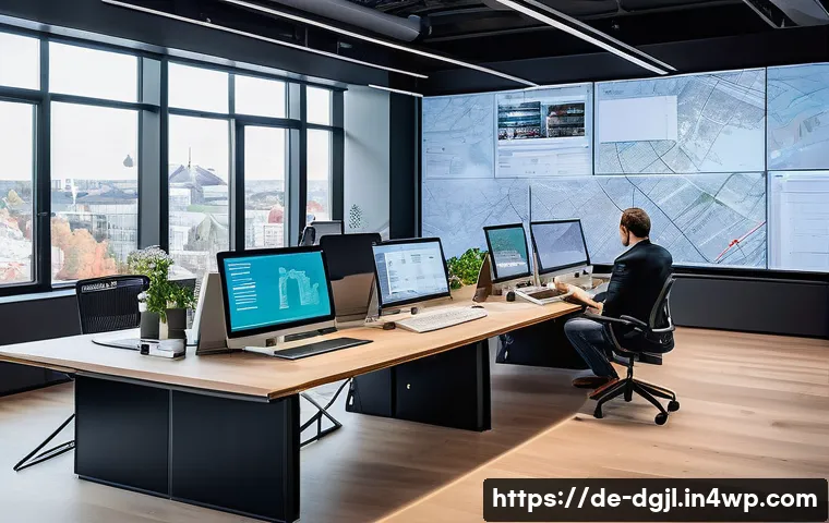 디지털 공유지의 글로벌 동향 - A vibrant digital innovation hub in a modern German city, featuring diverse professionals collaborat...