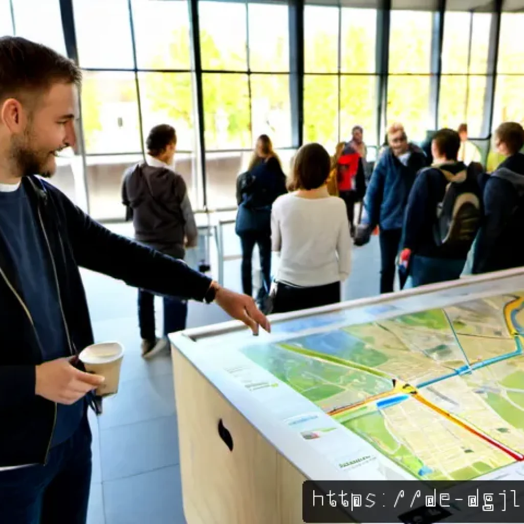 디지털 공유지의 사용 사례 분석 - Photorealistic documentary-style scene inside a bright municipal innovation hub in Berlin, diverse G...