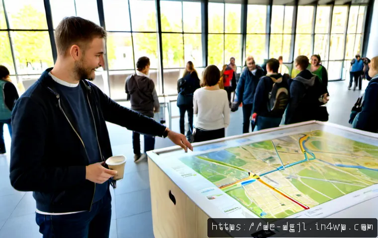 디지털 공유지의 사용 사례 분석 - Photorealistic documentary-style scene inside a bright municipal innovation hub in Berlin, diverse G...