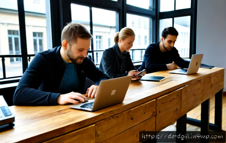 Home 17 디지털 공유지와 새로운 경제 모델 - Photorealistic modern coworking space in Berlin, diverse adult entrepreneurs and community members c...